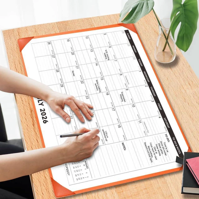 Alt view image 7 of 7 - Desk Calendar 2026-2027 with Protective Mat 22" x 17" 18Month Desk Pad Calendar - Desktop Calendar from July 2026 to December 2027 - Monthly Calendar for Home, School and Office