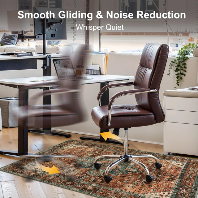 Alt view image 4 of 7 - Office Chair Mat for Hardwood Floor/Tile Floor, 48"x60" Desk Chair Mat for Hard Floors, Under Desk Rug Protector for Rolling Computer Gaming Chairs, Anti Slip Machine Wash Low Pile Carpet