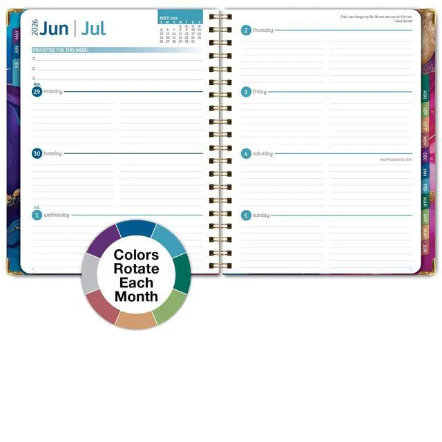 Alt view image 6 of 7 - HARDCOVER Academic Year 2026-2027 Planner: 14 Months (May 2026 Through June 2027) 8.5"x 11" Daily Weekly Monthly Planner Yearly Agenda. Bookmark, Pocket Folder and Sticky Note Set (Pink Purple Marble)