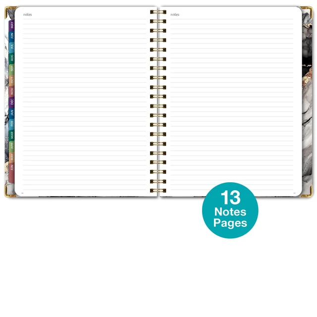 Alt view image 7 of 7 - HARDCOVER Academic Year 2026-2027 Planner: 14 Months (May 2026 Through June 2027) 8.5"x 11" Daily Weekly Monthly Planner Yearly Agenda. Bookmark, Pocket Folder and Sticky Note Set (Black Gold Marble)