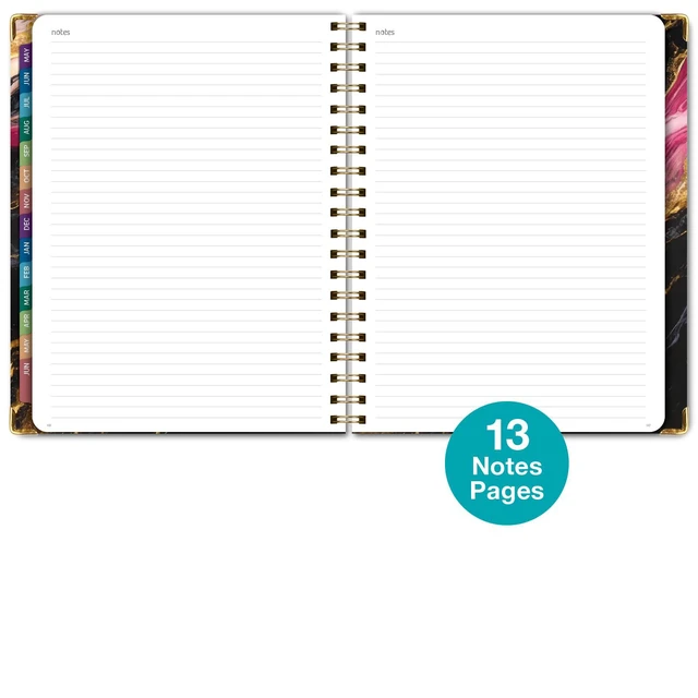 Alt view image 7 of 7 - HARDCOVER Academic Year 2026-2027 Planner: 14 Months (May 2026 Through June 2027) 8.5"x 11" Daily Weekly Monthly Planner Yearly Agenda. Bookmark, Pocket Folder and Sticky Note Set (Dark Gold Marble)