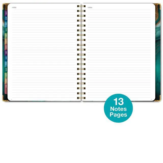 Alt view image 7 of 7 - HARDCOVER Academic Year 2026-2027 Planner: 14 Months (May 2026 Through June 2027) 8.5"x 11" Daily Weekly Monthly Planner Yearly Agenda. Bookmark, Pocket Folder and Sticky Note Set (Teal Gold Marble)