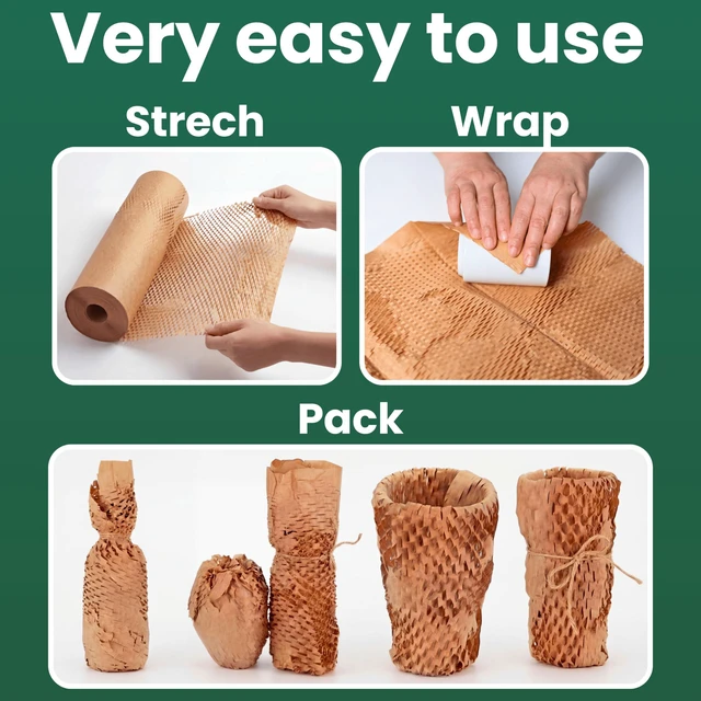 Alt view image 3 of 5 - 12" x 150FT Honeycomb Packing Paper Roll for Moving & Shipping Expandable Kraft Cushion Wrap for Small Business Packaging Eco Friendly Protective Packing Material