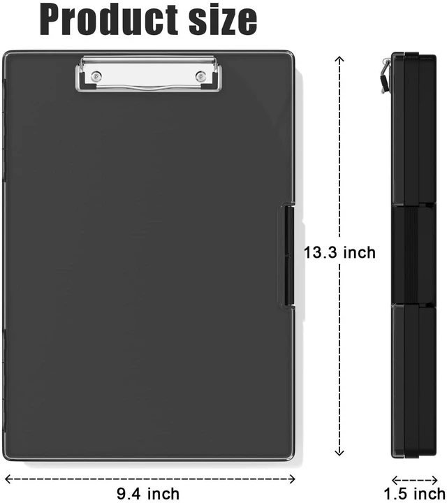 Alt view image 2 of 6 - Clipboard with Storage, Black 8.5 x 11 Clip Board, Dual Compartmen Folder Nursing Side Opening, Heavy Duty Organization Box, Smooth Writing for Teachers, Classroom, Size 13.3 x 9.4 x 1.5 in