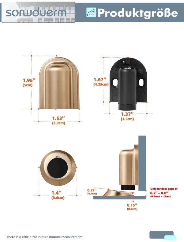 Alt view image 7 of 7 - 2 Pack Champagne Bronze Door Stopper Magnetic Door Cathc Matte Black Floor Mounted Door Stop Keep Door Open with Screws and Adhesive No Drilling