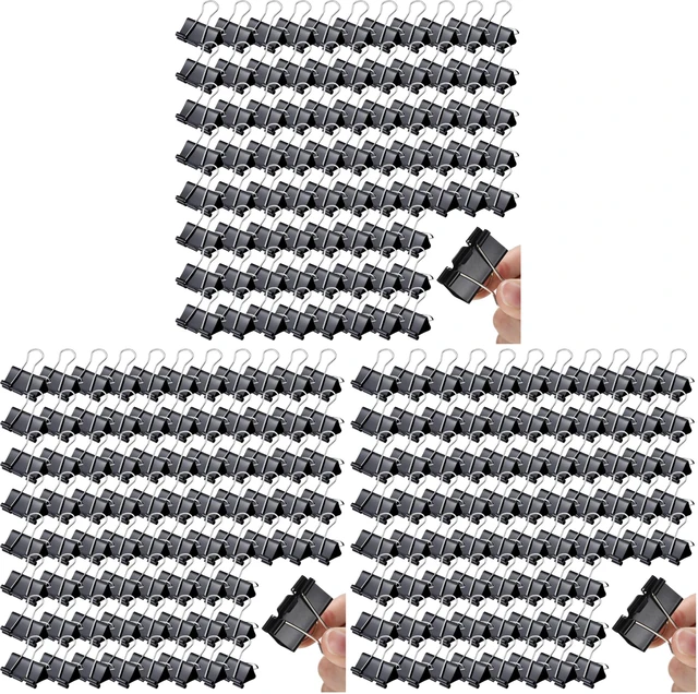 Main image of 300 Pcs Medium Binder Clips Sturdy 1.25 Inch Black Paper Med Clips Office Supplies Paper Clamps for Office Teachers Students School Business Supplies (Pack of 3)