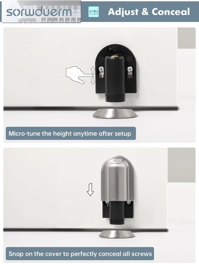 Alt view image 6 of 7 - 2 Pack Nickel Door Stopper Magnetic Door Cathc Brushed Nickel Floor Mounted Door Stop Keep Door Open with Screws and Adhesive No Drilling