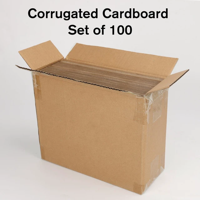 Alt view image 4 of 7 - 8.5x11 Corrugated Cardboard Sheets Set of 100, Flat Card Boards Inserts for Crafts, Packing, Shipping, Moving, Mailing