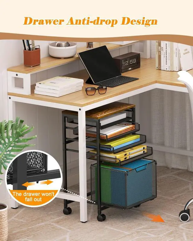 Alt view image 7 of 7 - Compact 5-Tier Rolling File Cart, Under Desk Metal Filing Cabinet Printer stand top, sliding mesh trays for binder, letter size file storage, organizer for teachers and home office