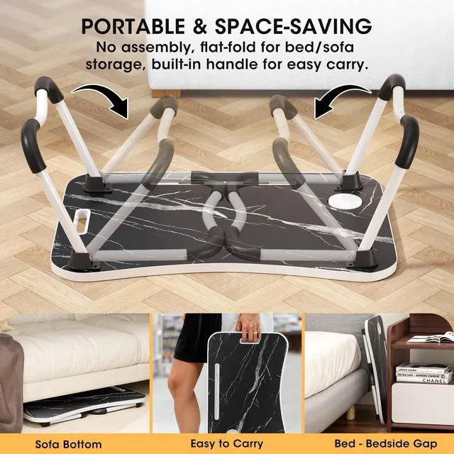 Alt view image 6 of 7 - Folding Lap Desk, 23.6 Inch Wood Laptop Bed Desk with Cup Holder, Portable Bed Table for Working Writing Reading & Eating for Bed, Sofa, Couch, Floor - Dark Black