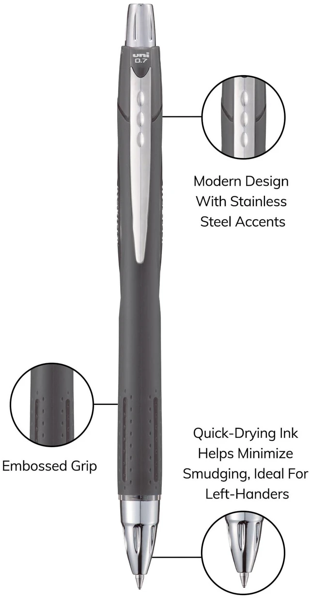 Alt view image 3 of 7 - Jetstream RT Ballpoint Pen, Fine Point (0.7mm), Off Black Barrel, Black Ink, 6 Pens