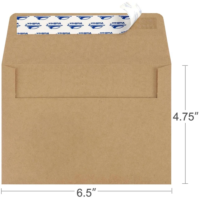 Alt view image 2 of 6 - 100 Qty A6 Envelopes Self Seal 6.5 x 4.75" Brown Kraft Paper Invitation Envelopes for 4x6 Cards, Photos, Invitations, Weddings, Baby Shower, Birthiday, Announcements, RSVP (A6)