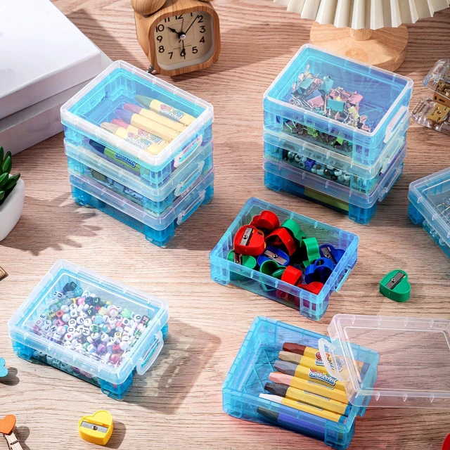 Alt view image 4 of 7 - 40 Pcs Plastic Crayon Boxes, Blue Holds 24 Crayons, with Snap Lid Container, Clear Stackable Case, for School Office Classroom Supplies, Pen Pencil Craft