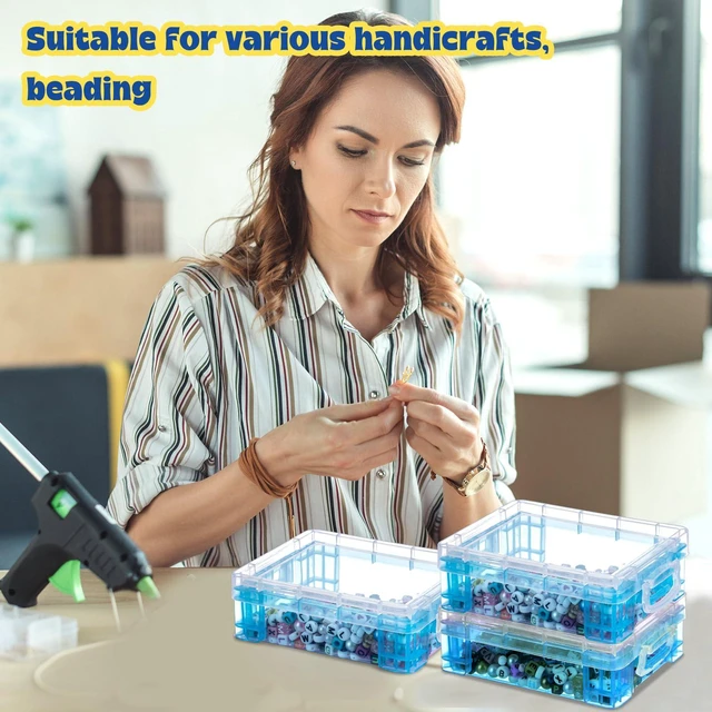 Alt view image 7 of 7 - 40 Pcs Plastic Crayon Boxes, Blue Holds 24 Crayons, with Snap Lid Container, Clear Stackable Case, for School Office Classroom Supplies, Pen Pencil Craft