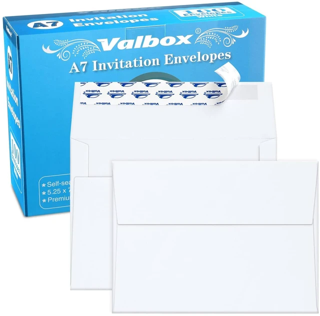 Main image of 5x7 Envelopes for Invitation 100 Qty A7 Envelopes Self Seal White, Printable Paper Envelope for 5x7 Cards, Weddings, Baby Shower, Stationery, Office, 5.25 x 7.25 Inches