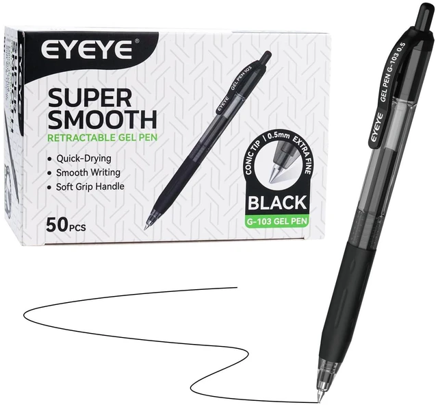 Main image of G-103 Retractable Gel Pens Black 50 Pack, 0.5mm Extra Fine Point Ink Pen Quick Dry, Ballpoint Pen Fine Point Smooth Writing Pens for for Office School Supplies