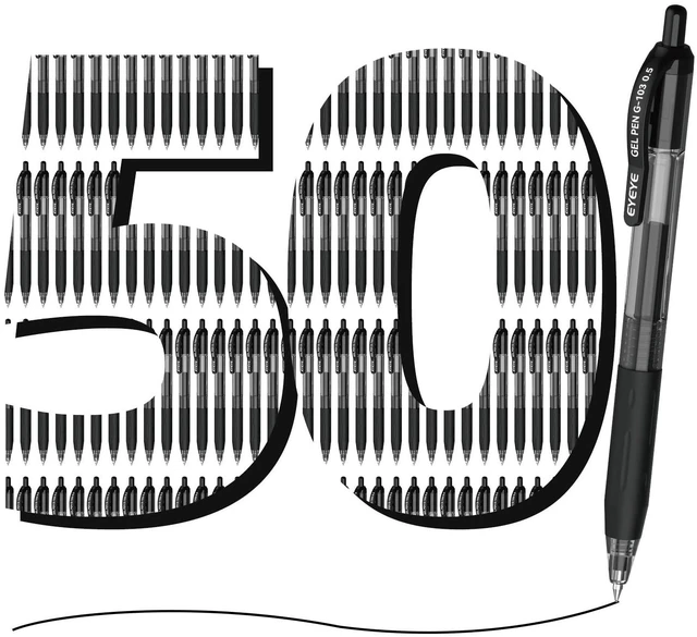 Alt view image 2 of 7 - G-103 Retractable Gel Pens Black 50 Pack, 0.5mm Extra Fine Point Ink Pen Quick Dry, Ballpoint Pen Fine Point Smooth Writing Pens for for Office School Supplies