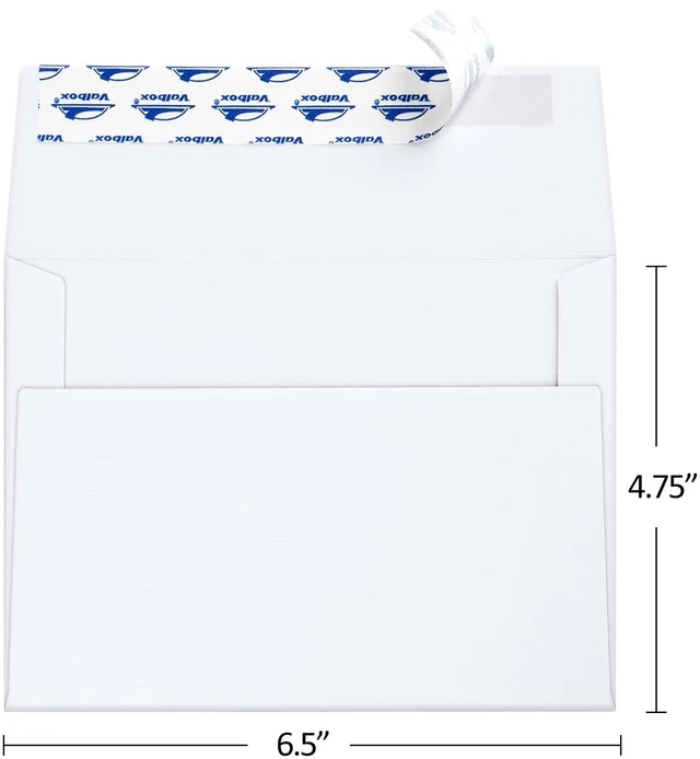 Alt view image 2 of 6 - 100 Qty A6 Envelopes Self Seal 6.5 x 4.75" White Kraft Paper Invitation Envelopes for 4x6 Cards, Photos, Invitations, Weddings, Baby Shower, Birthday, Announcements, RSVP (A6)