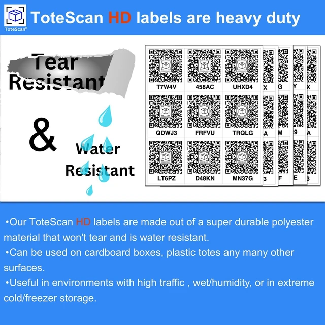 Alt view image 3 of 7 - HD (Heavy Duty) Intelligent QR Labels for Organization/Moving/Storage (45 Unique Labels, 2.5"x3")