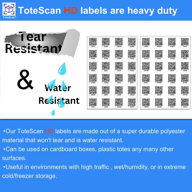 Alt view image 2 of 6 - HD (Heavy Duty, Tough Labels) Intelligent Smart QR Labels for Organization/Moving/Storage (48 Unique Peel & Stick, 1.5"x1.5"). Easily Pack and Track Your Items