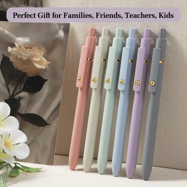 Alt view image 2 of 7 - 12Pcs Gel Pens, 0.7mm Medium Point Smooth Writing Pen for Journaling Black Gel Ink Journaling Supplies for Note Taking, Cute Aesthetic Office School Supplies Gifts for Women