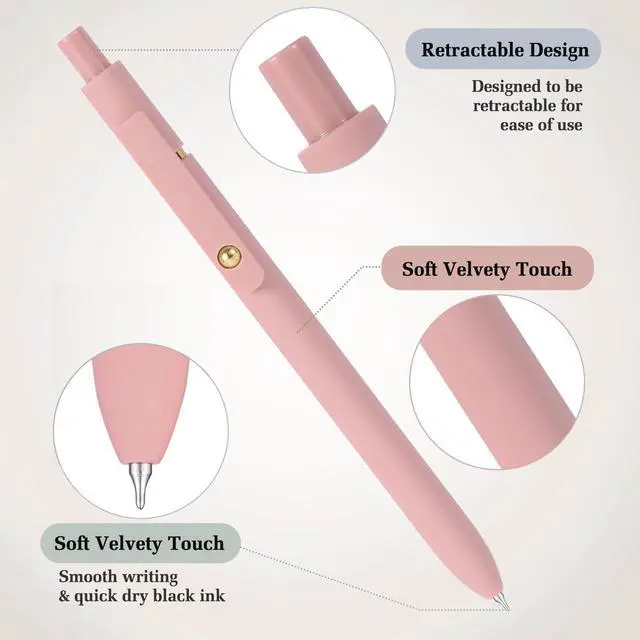 Alt view image 7 of 7 - 12Pcs Gel Pens, 0.7mm Medium Point Smooth Writing Pen for Journaling Black Gel Ink Journaling Supplies for Note Taking, Cute Aesthetic Office School Supplies Gifts for Women