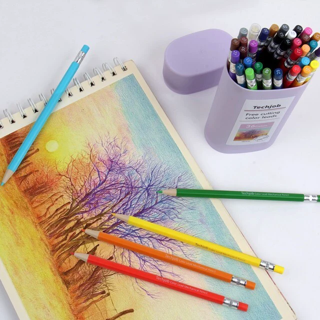 Alt view image 4 of 7 - Mechanical Colored Pencils 2.6mm 36PCS, Colored Pencils for Adults Colored Mechanical Pencil for Coloring and Drawing, Aesthetic Colored Pencils with Sharpener and Portable Case