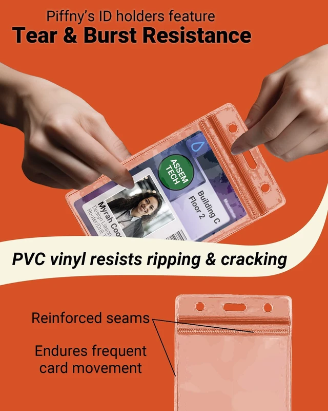 Alt view image 4 of 6 - Clear ID Holder for Lanyard - ID Card Holder Waterproof (Inches, 2.25 x 3.5 Vertical 100Pack)