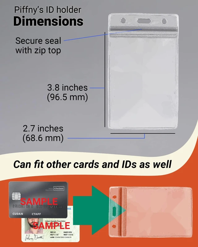 Alt view image 5 of 6 - Clear ID Holder for Lanyard - ID Card Holder Waterproof (Inches, 2.25 x 3.5 Vertical 100Pack)