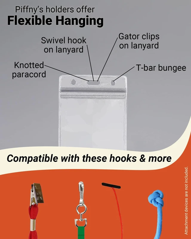 Alt view image 6 of 6 - Clear ID Holder for Lanyard - ID Card Holder Waterproof (Inches, 2.25 x 3.5 Vertical 100Pack)