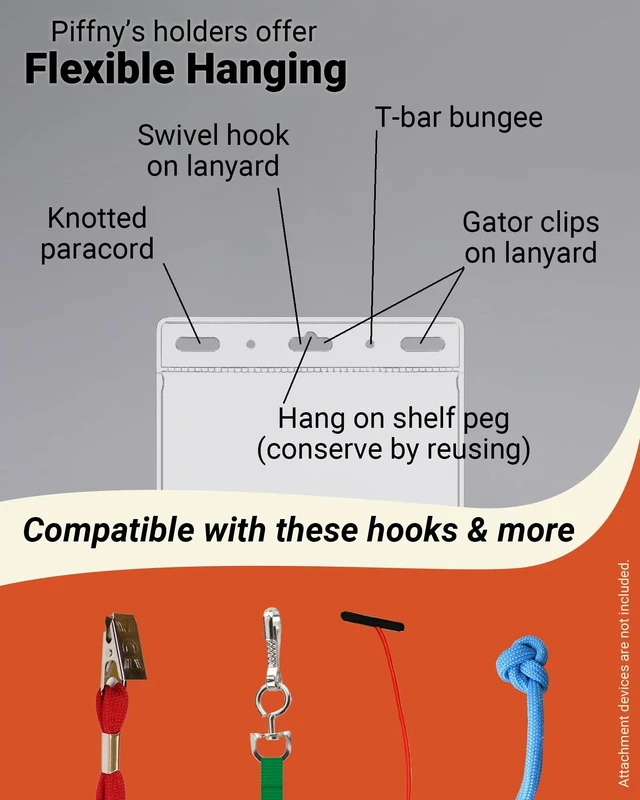 Alt view image 4 of 6 - Clear ID Holder for Lanyard - ID Card Holder Waterproof (Inches, 4 x 3 Horizontal 100 Pack)