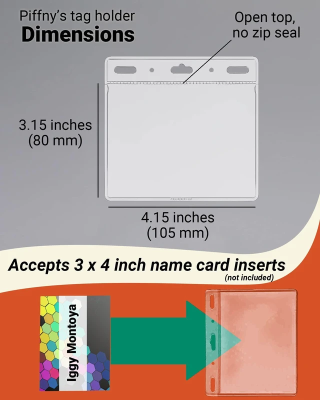 Alt view image 3 of 6 - Clear ID Holder for Lanyard - ID Card Holder Waterproof (Inches, 4 x 3 Horizontal 100 Pack)