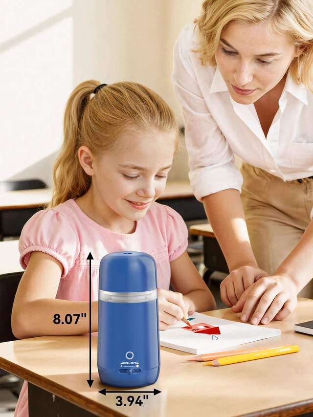 Alt view image 6 of 7 - Automatic Electric Pencil Sharpener, Rechargeable 3 Sharpness Levels, 3s Quick Sharpen, Fits 7-12mm Pencils, Portable Design for Home and Classroom Use, Blue