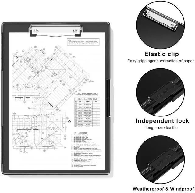 Alt view image 3 of 6 - Clipboard with Storage, Black 8.5 x 11 Clip Board, Dual Compartmen Folder Nursing Side Opening, Heavy Duty Organization Box, Smooth Writing for Teachers, Classroom, Size 13.3 x 9.4 x 1.5 in