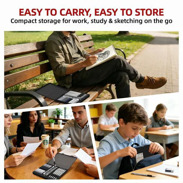 Alt view image 7 of 7 - 0.5 mm Mechanical Pencil Set with Eraser Pen Storage Case, 6 PCS Metal Drafting Pencils, 360 HB Lead Refills, 3x4B Erasers, 12 Eraser Refills for School Artist Writing Drawing Sketching