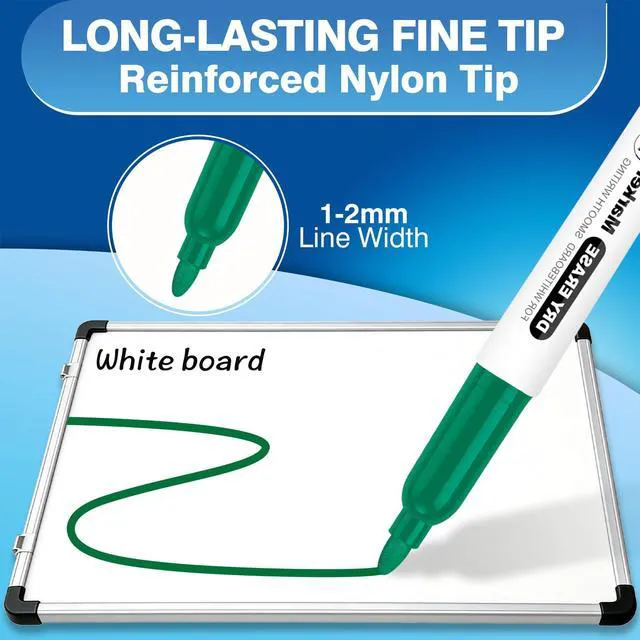 Alt view image 3 of 6 - Green Dry Erase Markers Fine Tip, 72 Pack, 1-2mm Line, Low Odor Easily Erases, for Whiteboards & Non-Porous Surface, Ideal for Tracking, Teaching, Brainstorming & Planning
