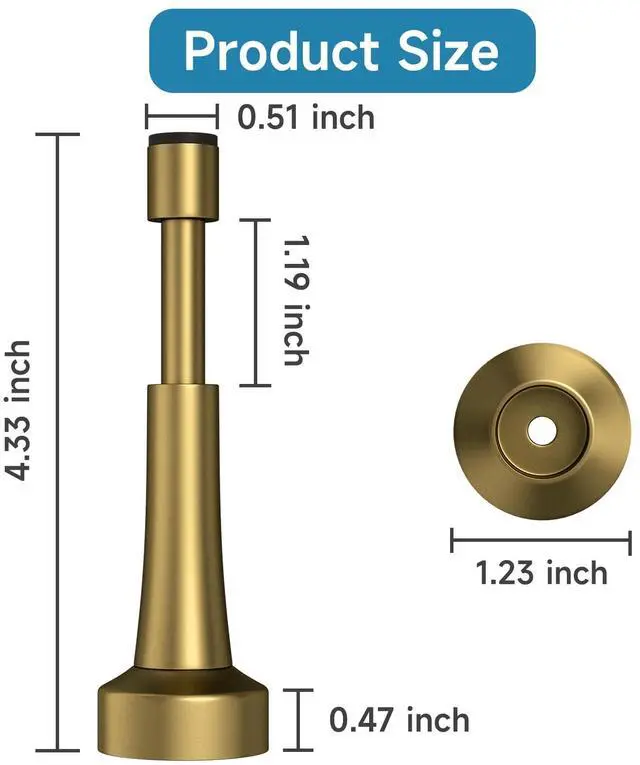 Alt view image 3 of 7 - 2PCS Spring Door Stoppers for Wall - 4.33 Inch Door Stop for Bottom of Door Aluminum Doorstop With Silicone Tip, Screw & Adhesive Installation,Bronze