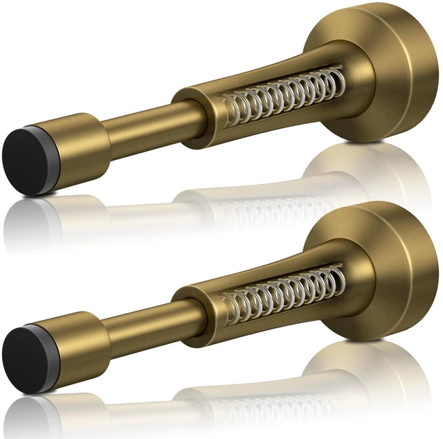 Main image of 2PCS Spring Door Stoppers for Wall - 4.33 Inch Door Stop for Bottom of Door Aluminum Doorstop With Silicone Tip, Screw & Adhesive Installation,Bronze