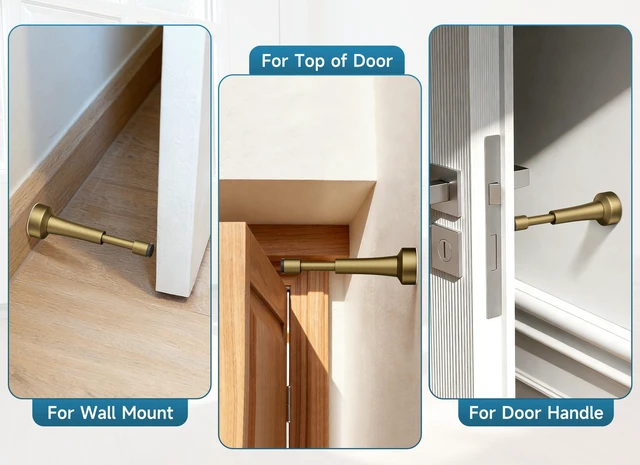 Alt view image 7 of 7 - 2PCS Spring Door Stoppers for Wall - 4.33 Inch Door Stop for Bottom of Door Aluminum Doorstop With Silicone Tip, Screw & Adhesive Installation,Bronze