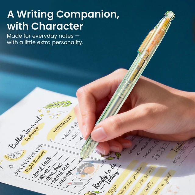 Alt view image 5 of 7 - Gel Pens Medium Point: Luminous pen set 0.7mm Black Ink Includes 2 Pens and 2 Refills Silent Clicker Smooth Writing for School Office & Everyday Use
