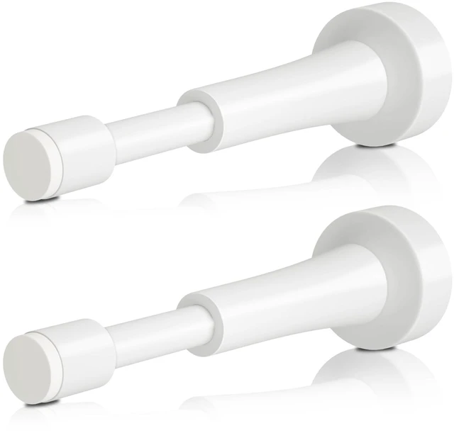 Main image of 2PCS Spring Door Stoppers for Wall - 4.33 Inch Door Stop for Bottom of Door Aluminum Doorstop With Silicone Tip, Screw & Adhesive Installation,White