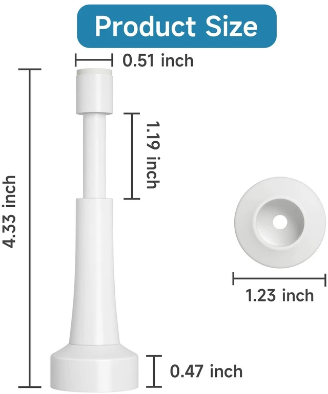 Alt view image 3 of 7 - 4PCS Spring Door Stoppers for Wall - 4.33 Inch Door Stop for Bottom of Door Aluminum Doorstop With Silicone Tip, Screw & Adhesive Installation,White
