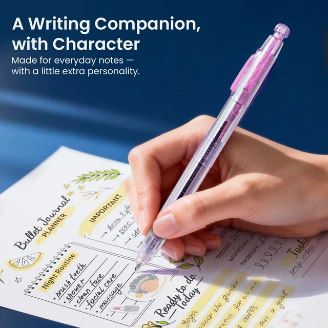 Alt view image 5 of 7 - Gel Pens Medium Point: Luminous pen set 0.7mm, Black Ink, Includes 2 Pens and 2 Refills, Silent Clicker, Smooth Writing for School Office & Everyday Use