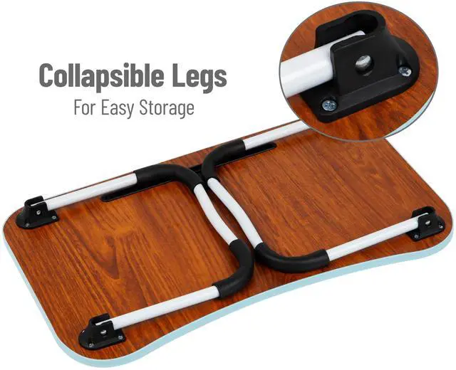 Alt view image 5 of 7 - Lap Desk Laptop Stand, Bed Tray, Folding Legs, Couch Table, Portable, MDF, 23.25" L x 13.75" W x 10.5" H, Blue