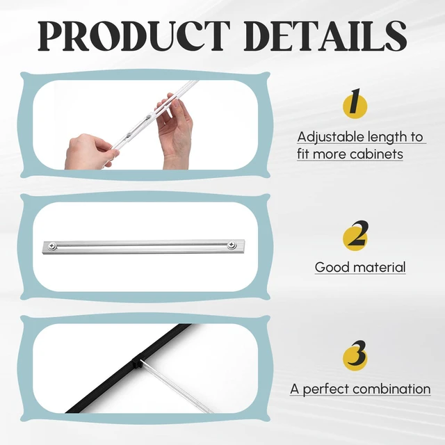 Alt view image 4 of 7 - 12 Pcs Metal Adjustable File Cabinet Rails Set, Silver,10-18 Inch Include 8 Hanging File Rail Clips 4 Cabinet Dividers Bars Suitable for Cabinets with Drawer Thickness Less Than 1/8 Inch