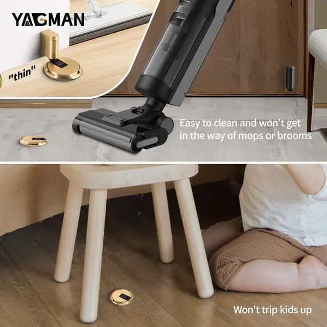 Alt view image 5 of 6 - 2 Pack Adjustable Bottom Door Stopper Windproof Door Holder No Drilling Mechanical Floor Door Stop with Screw and Adhesive Brushed Gold BG-2
