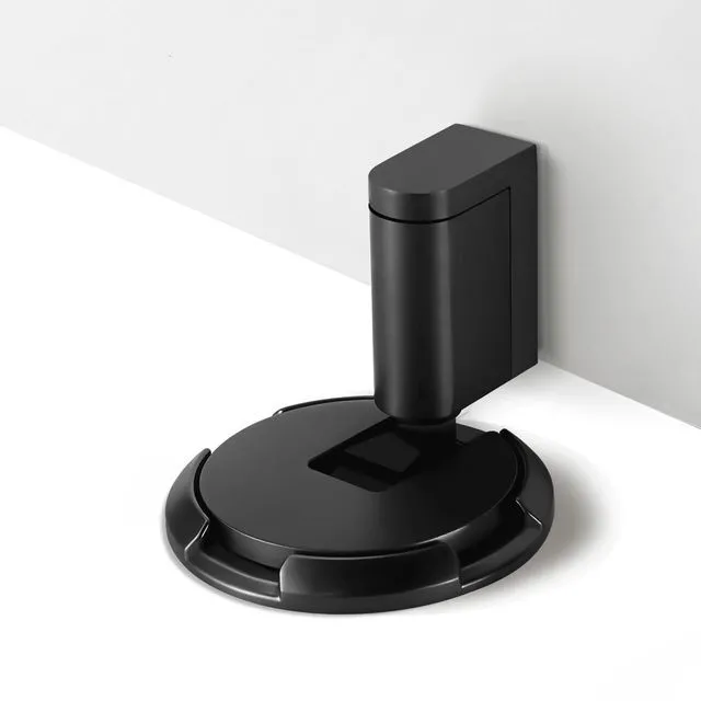 Main image of 2 Pack Adjustable Bottom Door Stopper Windproof Door Holder No Drilling Mechanical Floor Door Stop with Screw and Adhesive Matte Black MB-2