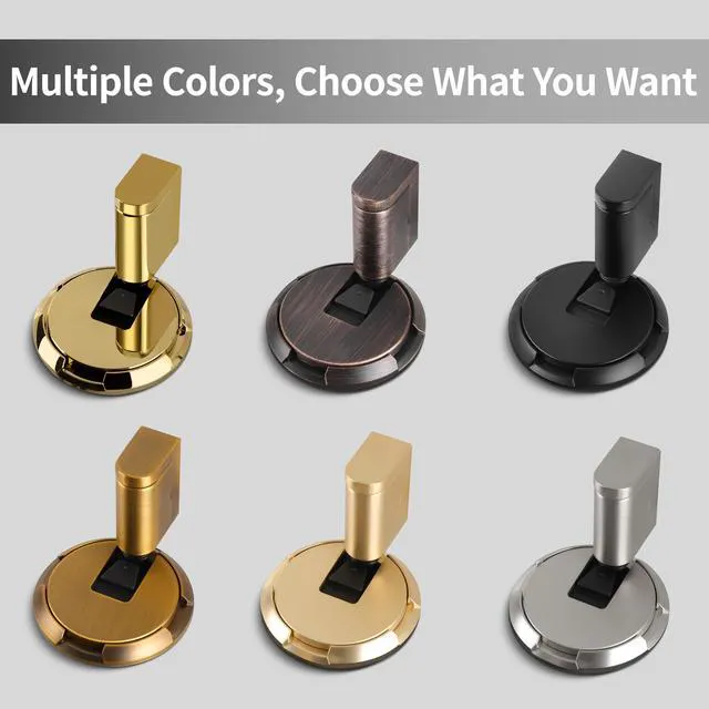 Alt view image 6 of 6 - 2 Pack Adjustable Bottom Door Stopper Windproof Door Holder No Drilling Mechanical Floor Door Stop with Screw and Adhesive Brushed Gold BG-2