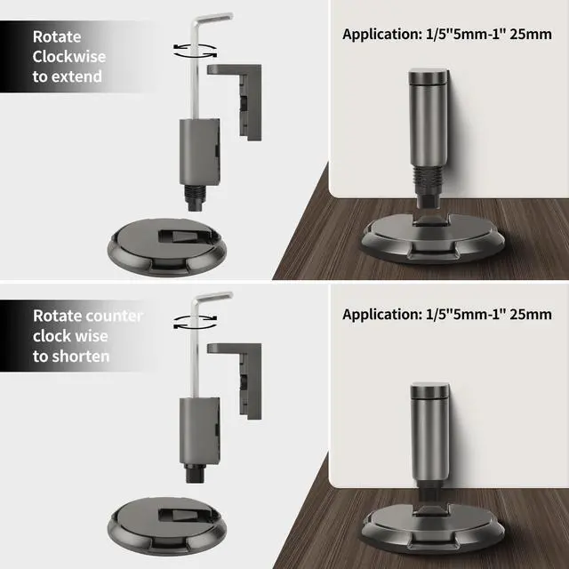 Alt view image 4 of 6 - 2 Pack Adjustable Bottom Door Stopper Windproof Door Holder No Drilling Mechanical Floor Door Stop with Screw and Adhesive Brushed Gold BG-2
