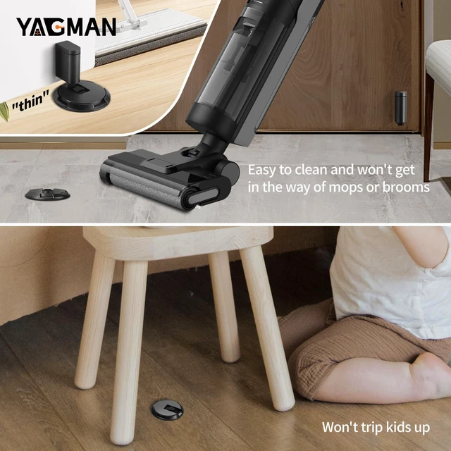 Alt view image 5 of 6 - 2 Pack Adjustable Bottom Door Stopper Windproof Door Holder No Drilling Mechanical Floor Door Stop with Screw and Adhesive Matte Black MB-2
